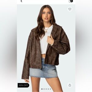 Edikted Oversized Washed Faux Leather Jacket NWT medium